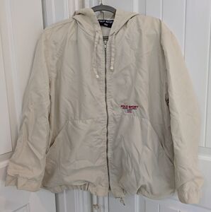 Vintage Cream Color Polo Sport Lightweight Zip Up Jacket